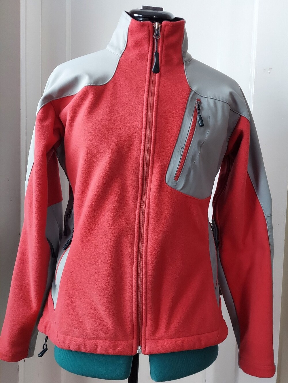 Eastern Mountain Sports Coral Gray Softshell Fleece Jacket Windstopper Womens M